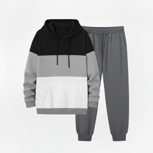 Nuevo Conjunto Deportivo Unisex de Dos Piezas, Chaqueta con Cierre Completo y Pantalones Jogger, Estampado Sólido, 100% Algodón - Product Image 3