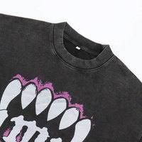 T-shirt ample pour homme, coupe courte, délavé à l'acide, imprimé personnalisé, en tissu tricoté, motif têtes de mort, style urbain haut de gamme, couleur personnalisable