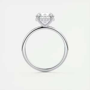 Bague de fiançailles solitaire avec diamant rond de 2,50 carats cultivé en laboratoire et halo caché serti à la française en or blanc 14 carats - Product Image 1