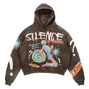 High Quality Polyester/Cotton French Casual Oversize Vintage Winter Streetwear Embroidered for Acid Wash Graphic Hoodie - Product Image 1