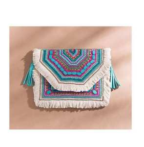 Pochette de mariée de luxe artisanale en résine, sac à bandoulière pour femme avec décorations de perles en résine, accessoire de mode pour mariages - Product Image 4