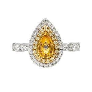 Classic 18k Solid White Gold Custom Logo Diamond Pear Mount Prong Setting Women's Engagement Ring - Product Image 1