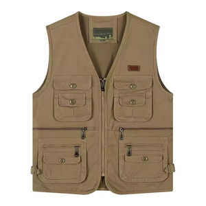 High Quality Windproof Breathable Summer Outer Wear Custom Logo Casual Sleeveless Cotton Multi Pocket <b>Utility</b> Cargo <b>Vest</b> Button - Product Image 3