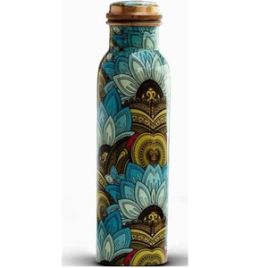 Bouteille en cuivre émaillée imprimée pour jus de fruits, avec verre à boire, ustensile de cuisine de table, bouteille en cuivre métallique créative de qualité - Product Image 2