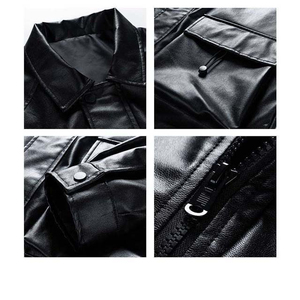 Vestes en cuir à manches longues multi-poches, col montant, tissu en toile, dernier design, vêtements pour hommes, style streetwear, prix bas, 2024 - Product Image 6