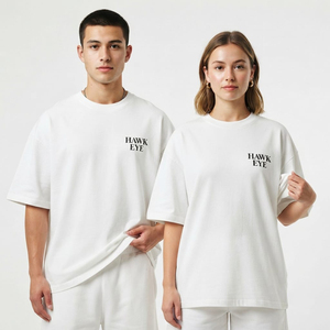 เสื้อยืดโอเวอร์ไซส์ คอกลม น้ำหนักเบา ทรงหลวม สำหรับผู้หญิงและผู้ชาย รับสั่งทำ พิมพ์ลายตามแบบ OEM ODM แบรนด์ส่วนตัว ขายส่ง รับออเดอร์จำนวนมาก - Product Image 1