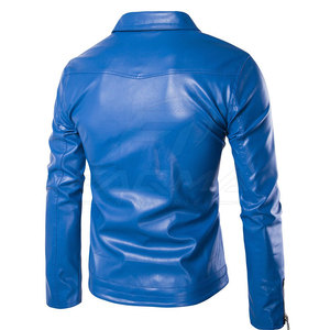 Men Classic <b>Real</b> <b>Leather</b> <b>Jacket</b> Casual Outerwear With Front Zipper And Side Pockets <b>Leather</b> <b>Jacket</b> For Daily Wear - Product Image 2