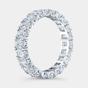 Bague Éternité Complète en Platine avec Diamants Taille Asscher 3.5ct 3.6MM Unisexe, Tendance Mariage, Certifiée IGI, Bijoux Fins - Product Image 1