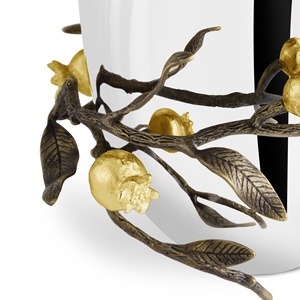 Jarrón de lujo Saleem International 2026 con diseño de granada, color plateado, de metal, con hoja de ginkgo marrón dorado - Product Image 4
