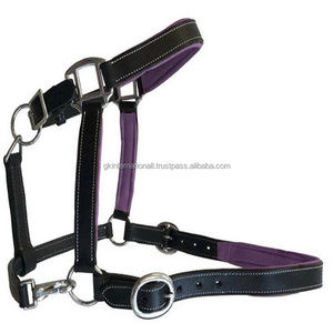 Double <b>Stitched</b> Black Premium Leather Horse Halter in All Custom Sizes Colors and Adjustable Nickel Plated Brass <b>Accessories</b> - Product Image 5