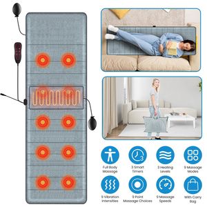 Tappetino Massaggiante Elettrico Portatile per Tutto il Corpo con Calore e Vibrazione per Schiena e Cuscino Gonfiabile per Massaggio alla Testa - Product Image 1