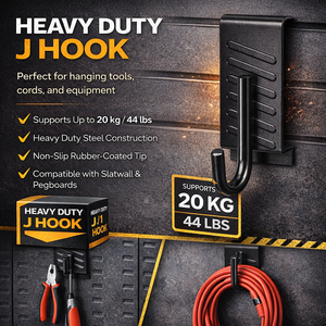 Crochet de rangement mural robuste à une seule pointe en métal pour outils de garage, capacité de charge 20 kg, couleur noire GAPGAR012 - Product Image 2