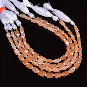 Natural <b>Peach</b> Moonstone Faceted Nugget Tumble Shape Gemstone Beads 6x8MM Loose Handmade Moonstone Beads For Jewelry Making Bulk - Product Image 1