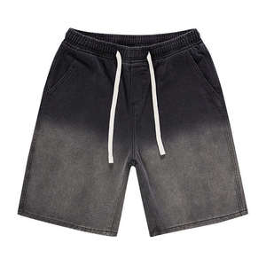 Shorts en jean pour hommes, style streetwear, personnalisés, délavés vintage, teints, à ourlet brut, coupe baggy, par un fabricant de denim - Product Image 6