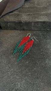 Pendientes de Cuentas, Pendientes con Flecos, Pendientes Rojos, Pendientes Turquesa, Joyería Boho, Pendientes Hechos a Mano, Pendientes de Cuentas Pequeñas para Mujer - Product Image 2