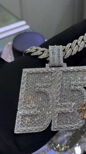 Colgante Personalizado con Letra, Plata de Ley 925, Moissanita VVS, Inicial del Alfabeto, Estilo Hip Hop, Joyería de Lujo para Hombre, Bañada en Rodio - Product Image 2