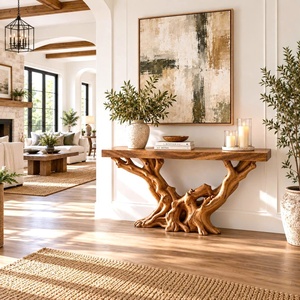 Meuble d'entrée moderne pour maison/hôtel, console en bois massif brun, table console étroite de style farmhouse - Product Image 2