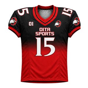 Red & Black American Football Jersey Set with Matching Protective <b>Compression</b> Shorts for Training and Match Play - Product Image 5