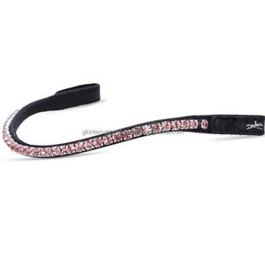 Customized Logo All Shape English Bridle Leather Horse Brow Band with Single Low Large Crystals Diamante <b>Glass</b> <b>Chain</b> Brow Band - Product Image 4
