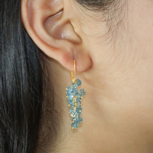 Boucles d'oreilles pendantes tendance en argent 925 plaqué or avec aquamarine bleue pour femmes - Product Image 3