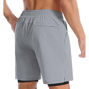 Shorts de sport 2 en 1 pour homme OEM, avec doublure de compression, pour la course à pied et la gym, poche pour téléphone, haute qualité, vente en gros - Product Image 2