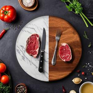 Planche à découper élégante en marbre et bois, surface de découpe élégante pour la cuisine, idéale pour les légumes, les fruits, le pain, la viande, le fromage et la préparation culinaire. - Product Image 1