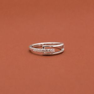 925 Sterling Silver <b>Open</b> Double Band Design Moissanite Minimalist Modern Design <b>Ring</b> For Women - Product Image 1
