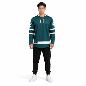 เสื้อฮอกกี้น้ำแข็ง โพลีเอสเตอร์ 100% สำหรับผู้ใหญ่ ไซส์พลัส ยูนิเซ็กซ์ แขนยาว ระบายอากาศได้ดี ซับเหงื่อ สำหรับฤดูหนาว สีพื้น ด้านหน้า - Product Image 1