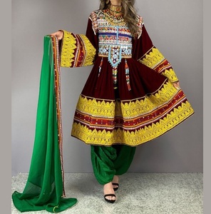 Vestido Maxi de Novia Afgano con Diseño de Bordado por Sublimación, Traje de Gasa, Conjunto de Vestidos, Traje Afgano Vintage para Exteriores - Product Image 2