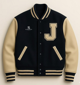 เสื้อแจ็คเก็ตเบสบอลแบบ Letterman สำหรับผู้ชาย สไตล์ลำลอง แฟชั่นสตรีท เสื้อคลุมแจ็คเก็ตเบสบอลแบบ Bomber ผ้าคอตตอนผสมสำหรับผู้ชาย - Product Image 2