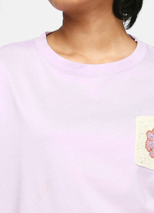 Camiseta de Cuello Redondo para Mujer, Mezcla de Algodón, Transpirable, de Secado Rápido, con Apliques Bordados Planos, Manga Corta, Informal, Verano, Exportación - Product Image 4