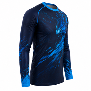 2026 Magnifique Rashguard à motif oiseau bleu imprimé pour homme, design cool et énergique, séchage rapide, respirant, manches longues - Product Image 4