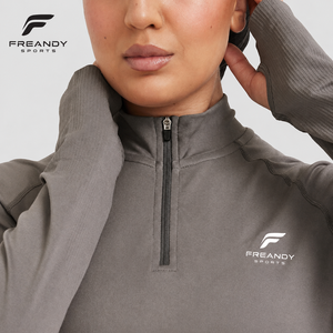 Haut de sport en polaire léger à col montant et fermeture éclair 1/4, coupe ample et longue, pour tenue modeste - Product Image 2