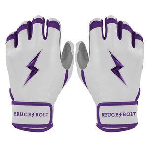 Bruce <b>Bolt</b> Leather Batting Gloves Black Padded <b>Hook</b> and Loop Closure Unisex Adult Training Durable Wrist Support - Product Image 1
