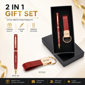 Custom Logo Metal & PU Leather Pen Keychain Gift Set with Laser Engraving for Business Promotions Corporate Events Giveaway - Product Image 5