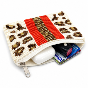 Premium Handmade Leopard Print Glass Beaded <b>Coin</b> Purse Animal Pattern Zipper <b>Wallet</b> Fashion Gift OEM ODM Wholesale for Women - Product Image 2