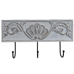 Elegante Porta Llaves Decorativo de Madera Tallada, Acabado Blanco, Hecho a Mano, para Entrada, de Madera Sintética - Product Image 1