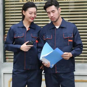 Combinaison de travail unisexe bleu foncé à manches longues, style veste, respirante, en coton, uniforme pour l'industrie et la construction - Product Image 3