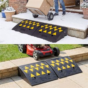 Rampes de trottoir en caoutchouc robustes, lot de 2, avec canal de drainage et bandes réfléchissantes pour allée - Product Image 3