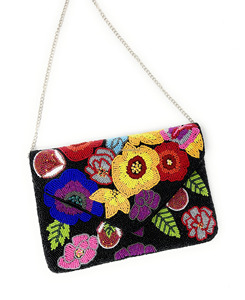 Bolso de Mano Tipo Sobre Multicolor Hecho a Mano, Completamente Adornado con Cuentas, de Seda, Plegable, Tamaño Personalizado, Base Negra, Duradero, Elegante, con Cierre Magnético, para Mujer - Product Image 2