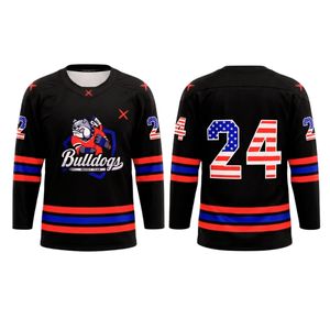 Maillots de hockey sur glace en maille 100 % polyester de 280 grammes, personnalisables par sublimation, pour équipes américaines, vente en gros, anti-bactériens - Product Image 1