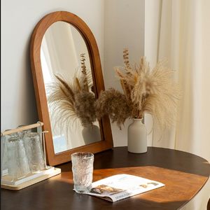 Modern <b>Arch</b> Wooden Wall Mirror Solid Wood <b>Frame</b> Decorative Arched Mirror for Home Decor - Product Image 1