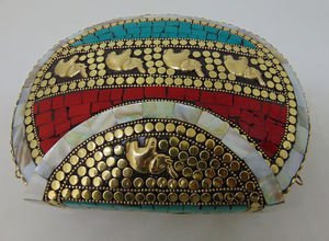 Pochette de Soirée Lowellcraft de Luxe pour Femme, Mini Sac à Main d'Été en Métal Tressé avec Motif Nacre, Portefeuille Élégant - Product Image 6