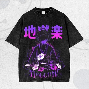 Camiseta Oversize con Gráfico de Personaje de Anime, Estilo Urbano para Hombre, Manga Corta, Cuello Redondo, Algodón Jersey, Diseño Estampado en la Parte Delantera - Product Image 1