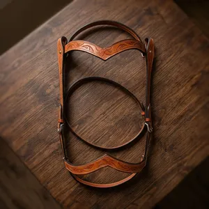 Unique Design Floral (V) Browband Medium Oil Headstall Bridle Hand <b>Tooled</b> Available At Export Quality And Price - Product Image 5