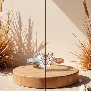Bague solitaire élégante en or massif 14 carats avec halo de diamants taille cœur de 2,01 carats, cultivés en laboratoire, pour les amoureux – Cadeau de fiançailles délicat - Product Image 6