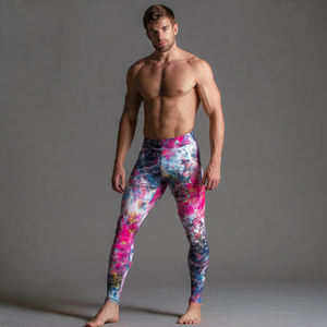 Leggings de compression imprimés pour hommes, taille élastique, style streetwear estival, pour l'entraînement et le fitness - Product Image 5