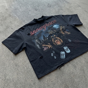 Snowgrace <b>Gothic</b> Rottweiler Print Oversized Men's T-<b>Shirt</b> Short Sleeve O-Neck Jersey Cotton Animal Pattern Design - Product Image 5