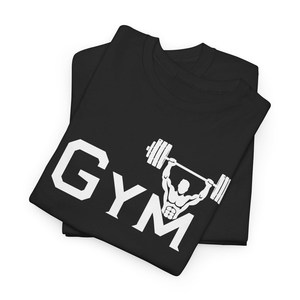 T-shirt de sport noir pour homme avec motif haltères, manches courtes, col rond, vêtement décontracté, jersey de coton imprimé, coupe classique, t-shirts de sport pour homme - Product Image 1