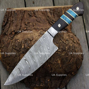 Couteau de Chef en Acier Damas de Haute Qualité, Lame Tranchante comme une Rasoir de 7 Pouces, Manche en Bois Wengé et Résine, Personnalisable OEM/ODM - Vente Chaude - Product Image 3